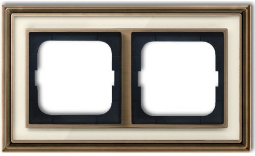 Рамка универсальная ABB Династия 2-м. античная латунь/стекло белое картинка